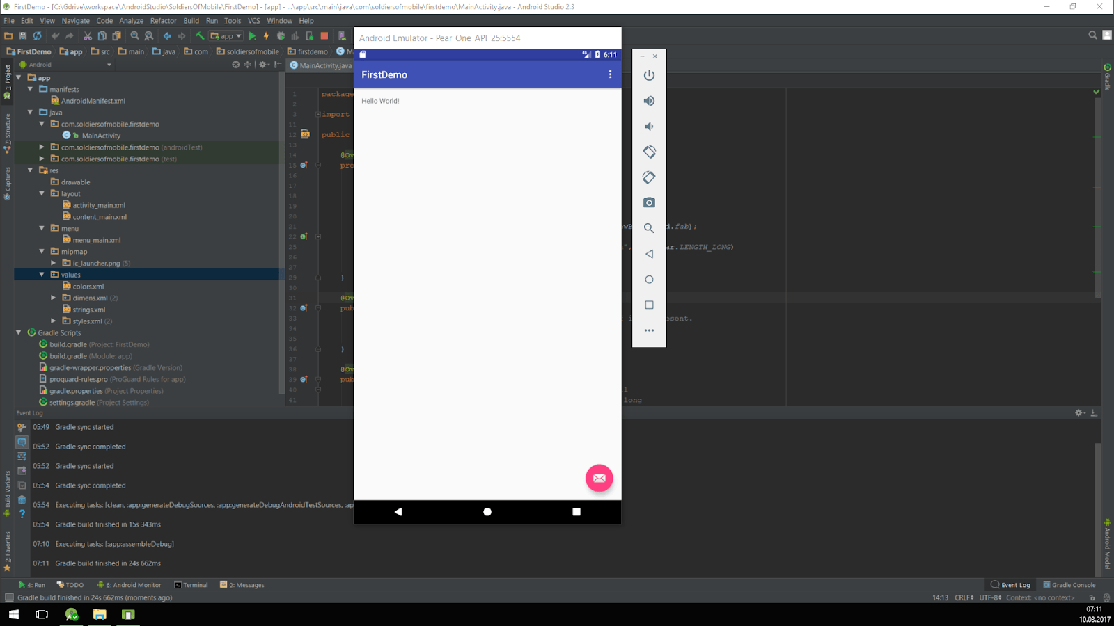 Emulator Androida i pierwszy projekt w Android Studio